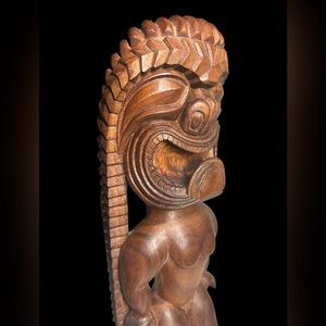 SUPER RARE 75YR OLD POLYNESIAN WARRIOR HAND CARVED 100% KOA WOOD